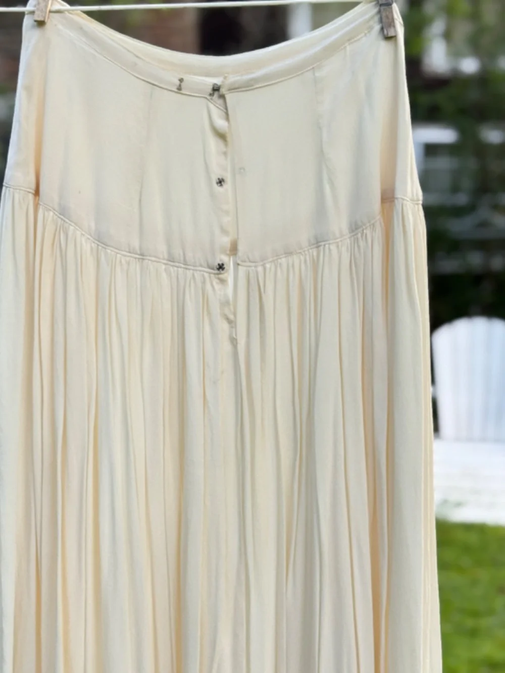 Vintage 1940s William Skinner Turku Long Skirt S Silk Rayon Off White Gathered